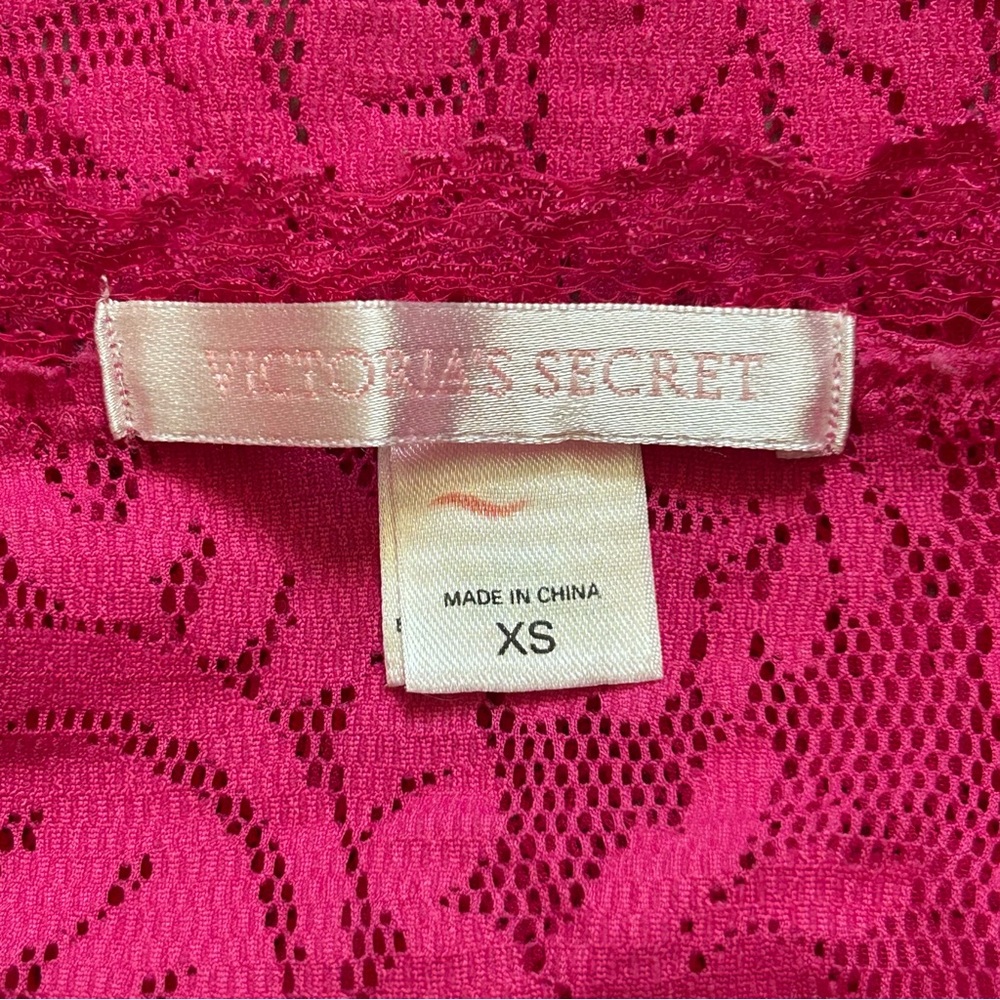 Vintage Y2K Victoria’s Secret Lace Rose Mesh Tank Top Pink Spaghetti Straps Slip - Picture 7 of 11
